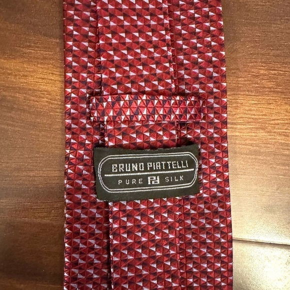 🌿SALE🌿BRUNO PIATELLI Roma Burgundy Pure Silk Handmade Necktie - Picture 4 of 9